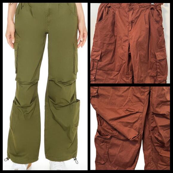 Forever 21 Wide-Leg Cargo Parachute Pants in Brown - Picture 6 of 16
